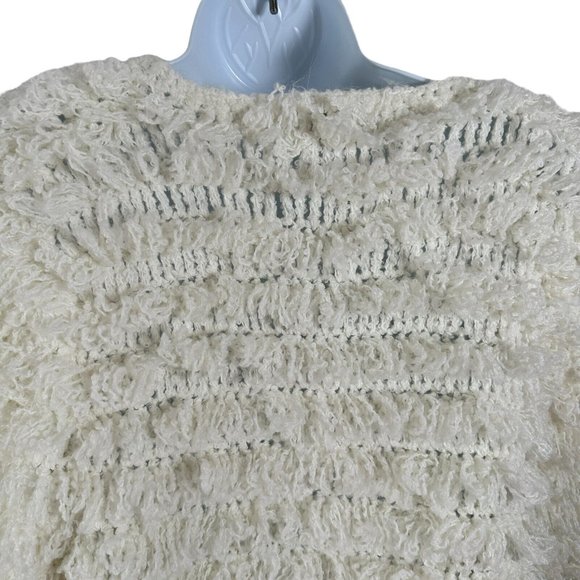Vintage Carducci Fuzzy Sweater Womens Large Ivory Long Sleeve Chunky Vneck - Picture 9 of 15